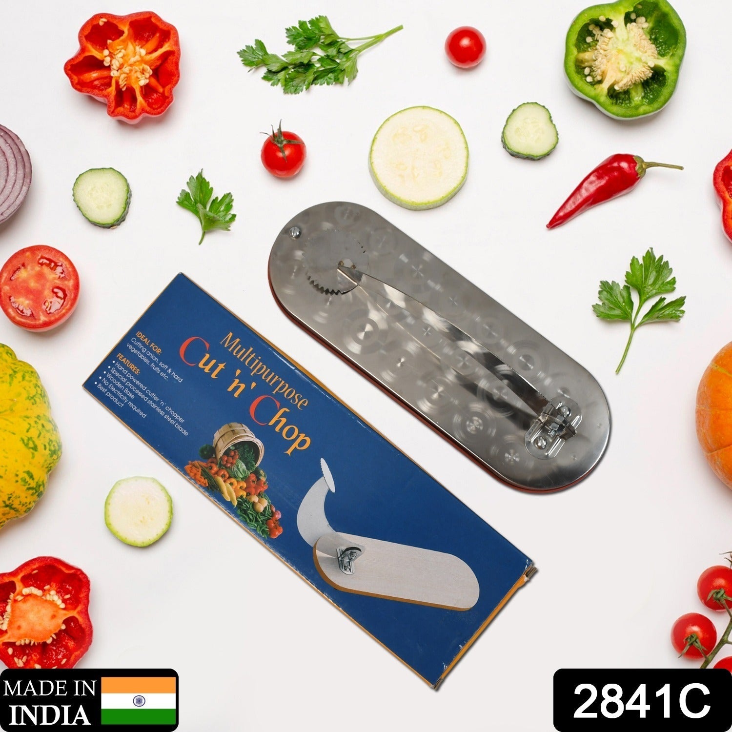 2841C STEEL VEGETABLE CUTTER PREMIUM QUALITY CUTTER FOR FRUIT , VEGETABLE & MEAT CUTTING USE ( Color Box ) DeoDap 2841C STEEL VEGETABLE CUTTER PREMIUM QUALITY CUTTER FOR FRUIT , VEGETABLE & MEAT CUTTING USE ( Color Box ) DeoDap